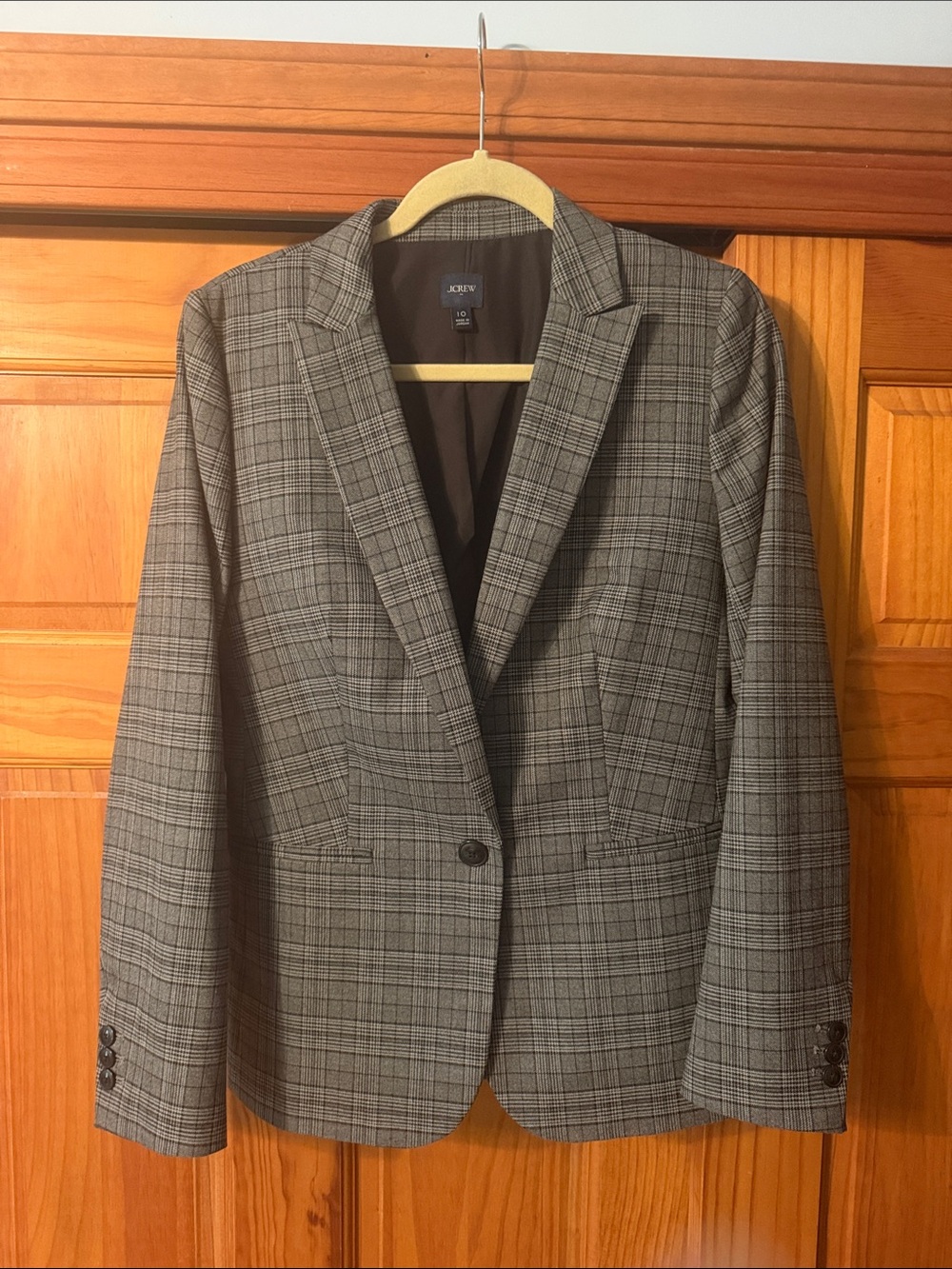 J. Crew Gray Plaid Single-Button Blazer